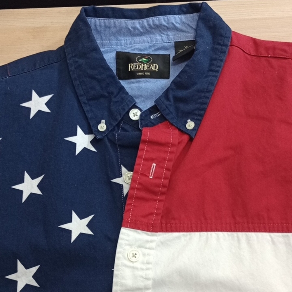 RedHead Men's Star-Spangled Button Down Shirt (JULY 4th) 100% cotton